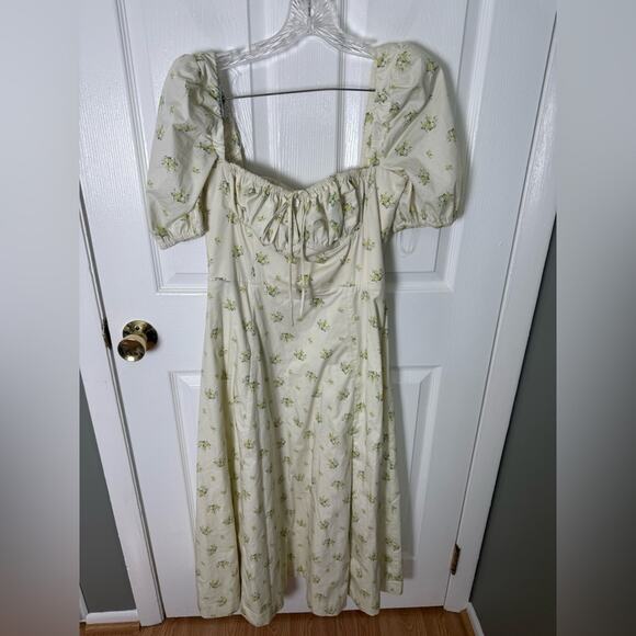 House of CB Tallulah Ivory Floral Puff Sleeve Midi Dress XL - Picture 3 of 11